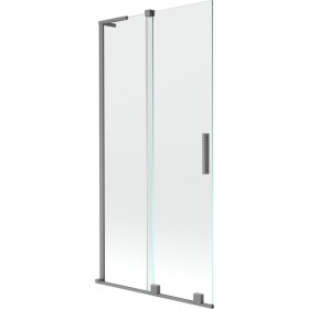 MEXEN/S - Velar L dvoukřídlá posuvná vanová zástěna 90 x 150, transparent, grafit metal 896-090-003-01-95