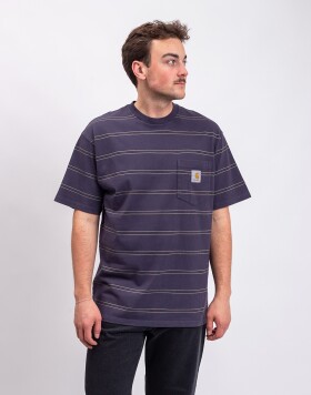 Tričko Carhartt WIP S/S Bert Pocket T-Shirt Bert Stripe, Shady Purple garment dyed