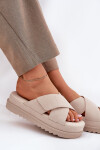 Dámské Pantofle Na Platformě S Proplétajícími Se Pásky Béžové Rinasara 38