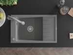 MEXEN/S - Elias granitový dřez 1 s odkapávačem včetně baterie Elia, šedá 6511-71-670101-71