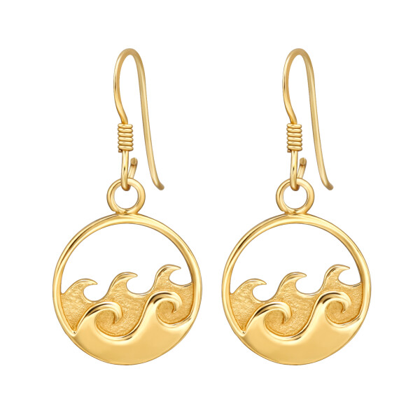 LUNICA Stříbrné visací náušnice GOLDEN WAVE 0368