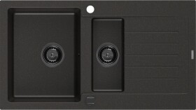 MEXEN/S - Matias granitový dřez 1.5 s odkapávačem 900x505 mm, černá/zlatá metalik,+ černý sifon 6502901505-75-B