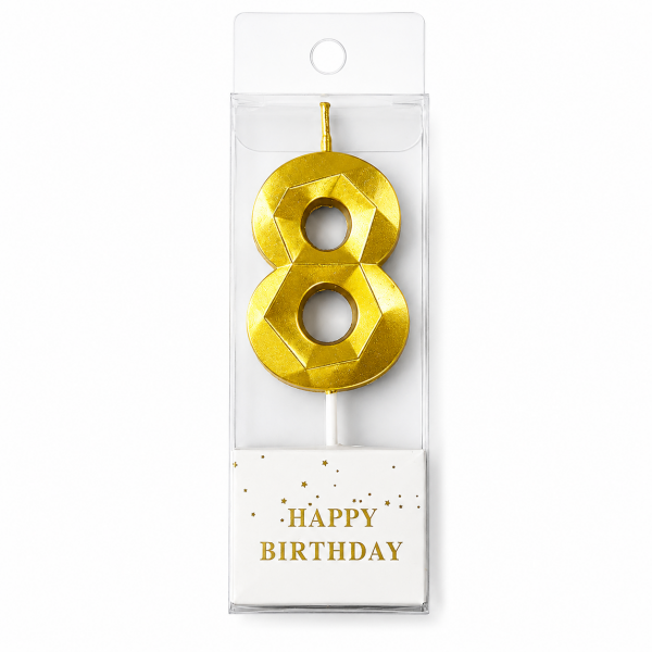 Cake star Dortová svíčka číslo DIAMOND zlatá č.8