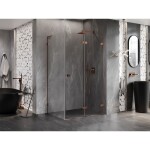 MEXEN/S - Lunar-F L sprchový kout skládací dveře pravá 90 x 80, transparent, růžové zlato 836L-090-080-60-00-P
