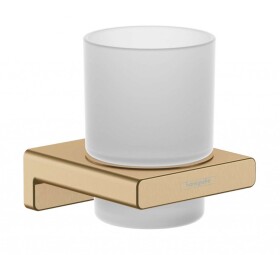 HANSGROHE - AddStoris Sklenka na kartáčky a pastu s držákem, matné sklo/kartáčovaný bronz 41749140
