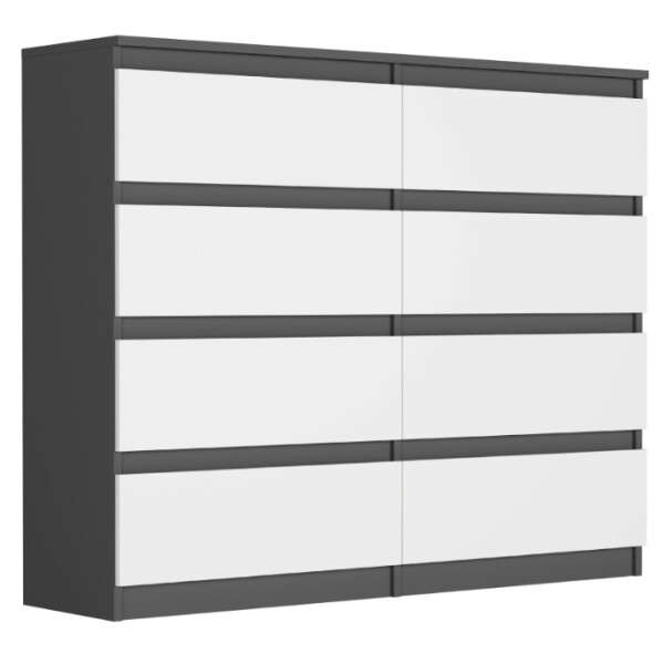 DumDekorace Komoda s 8 zásuvkami R-120-S8 - různé barevné varianty antracit mix bílá