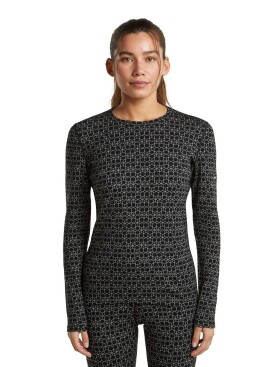 Dámské merino triko dlouhý rukáv ICEBREAKER Wmns Merino 260 Tech Vertex LS Crewe AlpGeo, Black/Snow/J velikost: XL