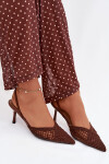 Kožené sandály s pletením na jehle hnědé Hanelis 38