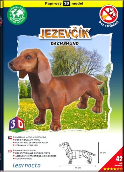 Jezevčík světlý – Papírový 3D model/42 dílků