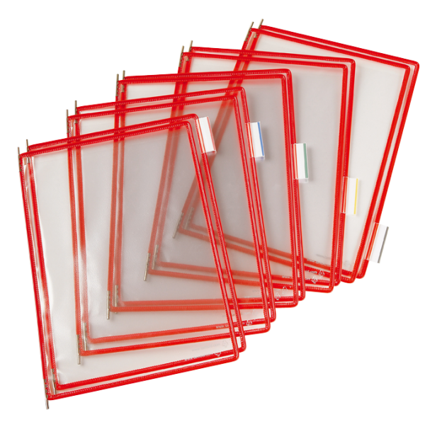 Djois rámeček s kapsou a úchyty, A3, otevřený bokem, červené, 10 ks