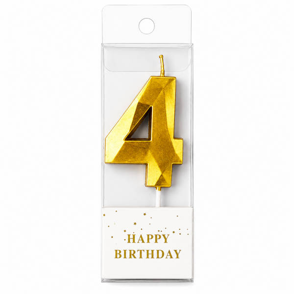 Cake star Dortová svíčka číslo DIAMOND zlatá č.4