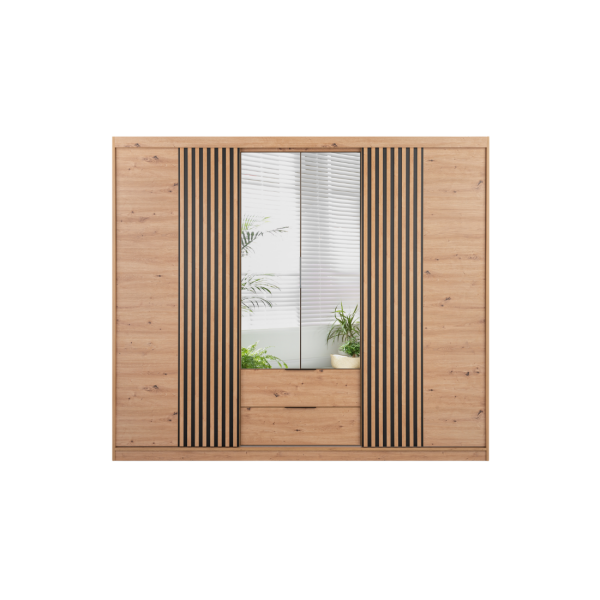 Šatní skříň Majorka Barva korpusu: Dub artisan, Rozměry: 250 cm, Dveře: Dub artisan + zrcadlo