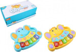 Pianko slon se zvířátky plast 17x13cm na baterie se zvukem se světlem 2 barvy 8ks v boxu 18m+