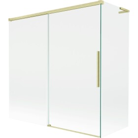 MEXEN/S - Rox L vanová zástěna 2-křídlová posuvná 160 + 70 x 150, transparent, zlatá kartáčovaná 8C9L-160-070-55-00
