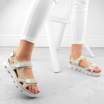 Pohodlné sandály na suchý zip Rieker W RKR691 beige 40