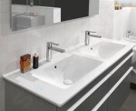 VILLEROY & BOCH - Venticello Dvojumyvadlo nábytkové 1300x500 mm, s přepadem, 2 otvory pro baterii, CeramicPlus, alpská bílá 4111DLR1