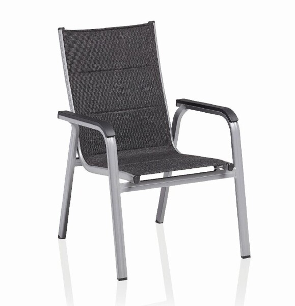 KETTLER BASIC PLUS PADDED stohovatelné, hliníkové křeslo - stříbrná / antracit