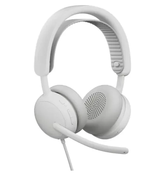 Logitech Zone Wired 2 bílá / Drátová sluchátka s mikrofonem / USB / 1.9 m (981-001621)