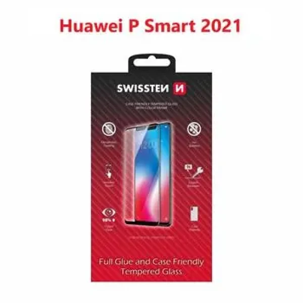 SWISSTEN FULL GLUE COLOR FRAME CASE FRIENDLY sklo pro HUAWEI P SMART 2021 černá (54501784)