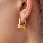 ELENYS Lock – pozlacené náušnice 18K žluté zlato