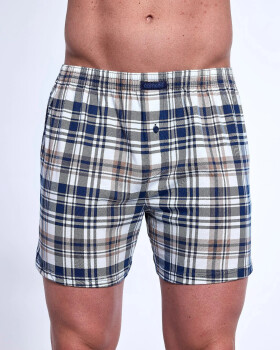 Pánské boxerky Cornette Comfort 002/319 Ecru s modrou vzor - Cornette ecru-modrá XL