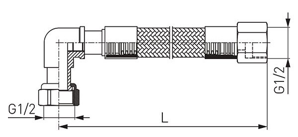 NOVASERVIS - Plynová připojovací hadice s kolínkem 1/2" MM-0,5m WGK0500