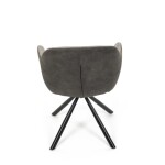 Židle jídelní, béžová látka a tmavě šedá látka v dekoru vintage kůže, černý kov, otočná P90°+ L90° s vratným mechanismem