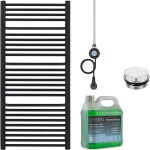 CERANO Koupelnový elektrický radiátorový set Antonio - WIFI - 600W - černá matná - 1180x550 mm
