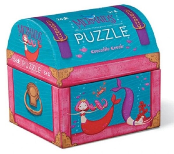 Crocodile Creek Puzzle mini truhla - Mořské panny (24 dílků)