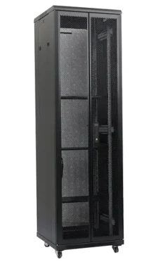 XtendLan TELCO 42U/800x1000 černá / Stojanový rozvaděč / 19" / Perforované dvoukřídlé dveře a záda (HPER-TELCO-42U-80-BLACK-S)