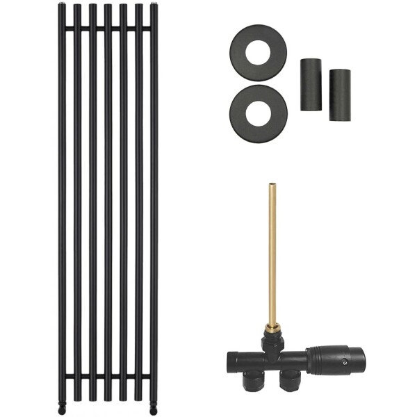 CERANO Koupelnový radiátorový set Valerio - ústřední vytápění - boční jednobodové připojení - 872W - černá matná - 1560x390 mm
