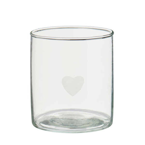 Ib Laursen Skleněný svícen Clear/Heart, čirá barva, sklo