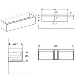 GEBERIT - Xeno 2 Skříňka pod umyvadlo Varicor 160 cm s LED svítidlem, 2 zásuvky, šedobéžová 500.346.00.1