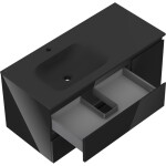 MEXEN/S - Orio koupelnová skříňka 100 cm s umyvadlem Vela levá, 2S, 1D, černá lesk/černá mat 91A13-10047-3-BBFFF70-W23L71
