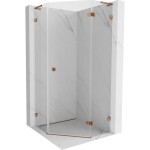 MEXEN/S - Lunar L sprchový kout pětiboký křídlový pravá 80 x 80, transparent, růžové zlato 831L-080P-080L-60-00-P