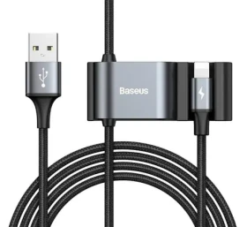 Baseus CALHZ-01 USB-A Hub 1.5m černá / 2x USB-A (F) / 1x Lightning (M) / 1x USB-A (M) (CALHZ-01)