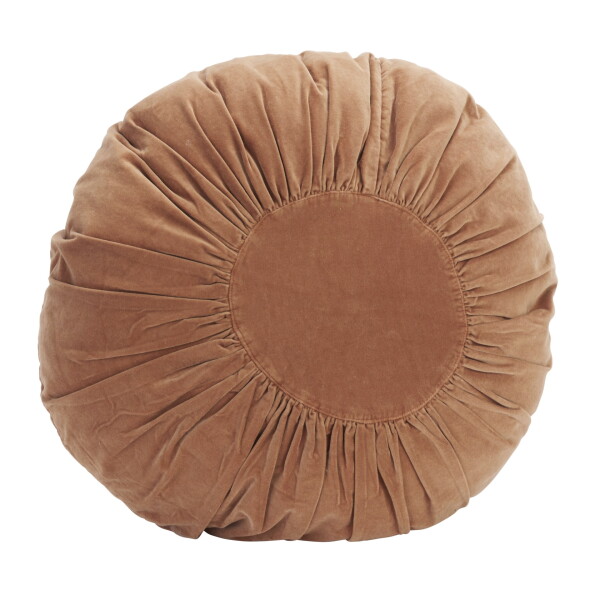MADAM STOLTZ Kulatý sametový polštář Dusty Peach Ø 55 cm, oranžová barva, textil