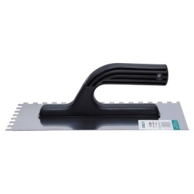 Hladítko nerezové 280 x 128 mm, plastová rukojeť, 8 x 8 zuby, STALCO