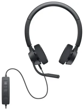 DELL WH3022 černá / Headset s mikrofonem / USB / certifikace Microsoft Teams a Zoom (520-AATL)