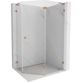 MEXEN/S - Lunar L sprchový kout pětiboký křídlový pravá 90 x 80, transparent, měď kartáčovaná 831L-090P-080L-65-00-P