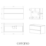 CERANO - Koupelnová skříňka pod umyvadlo s úchytkou Velora - černá matná, černá úchytka - 99x53x46,5 CER-665026