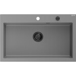 MEXEN/S - Elix granitový dřez 1-miska 800 x 500 mm, šedý, sifon černá 6527801005-71-B