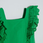 Bavlněné šaty s krajkovým rukávem- zelené - 92 GREEN