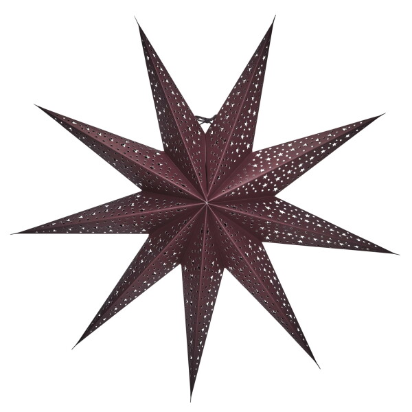 House Doctor Závěsná svítící hvězda Point Star Burgundy 60 cm, hnědá barva, papír