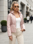 Dámská prošívaná bunda s kapucí ve světle růžové barvě FashionStreet TY5532 XXL