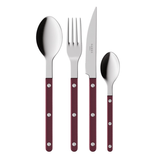SABRE PARIS 4-dílná sada příborů Bistrot Brillant – Pearly Aubergine, fialová barva, kov