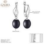 Stříbrné náušnice s černou 7.5-8 mm perlou Paloma, stříbro 925/1000, Černá