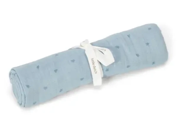 Little Dutch Plena zavinovací 120x120 cm s potiskem Pure Denim Blue (TE51945042LD)