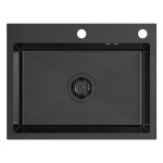 Quadron - Ocelový dřez LUKE 110 WORKSTATION Black s kuchyňskou baterií ZLE-09011