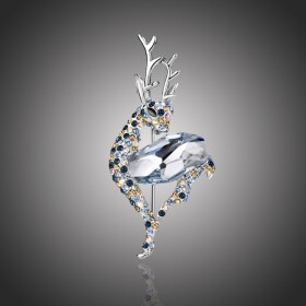 Vánoční brož Swarovski Elements Rudolf 1 - vánoční sob, Světle modrá